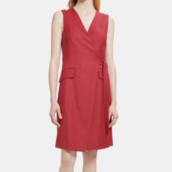Theory Virgin Wool Sleek Flannel Tank Wrap Dress 6 - Picture 1 of 9